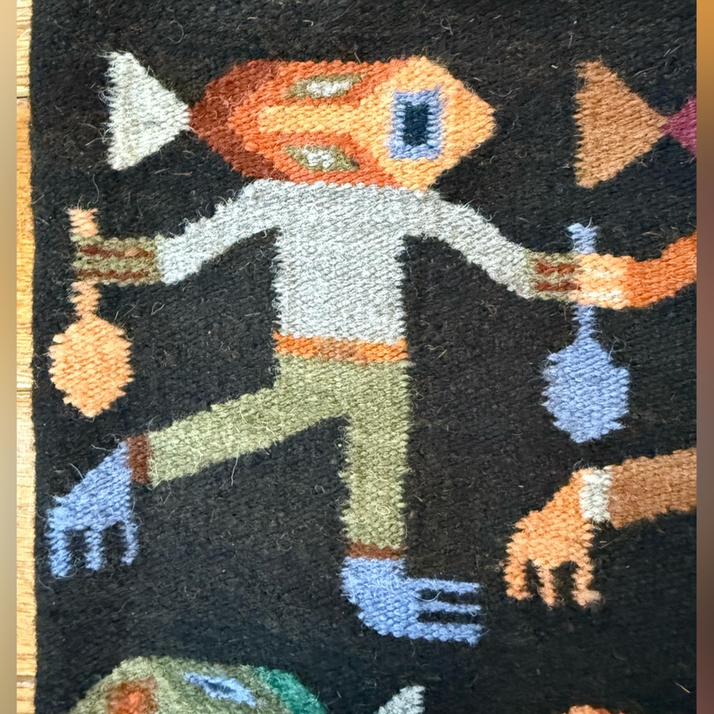Vintage Peruvian Connection Wool Fish-Head People Tote Bag Handmade EUC - Picture 7 of 13